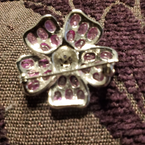 Pink/White Topaz Flower Pin - Picture 3 of 4